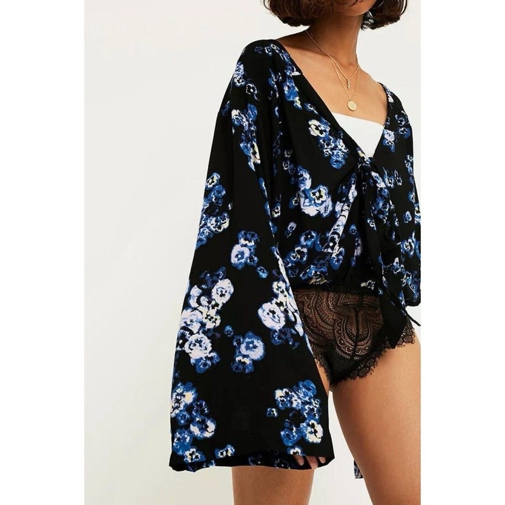Free People Printed Floral Forties Feels Bodysuit Top